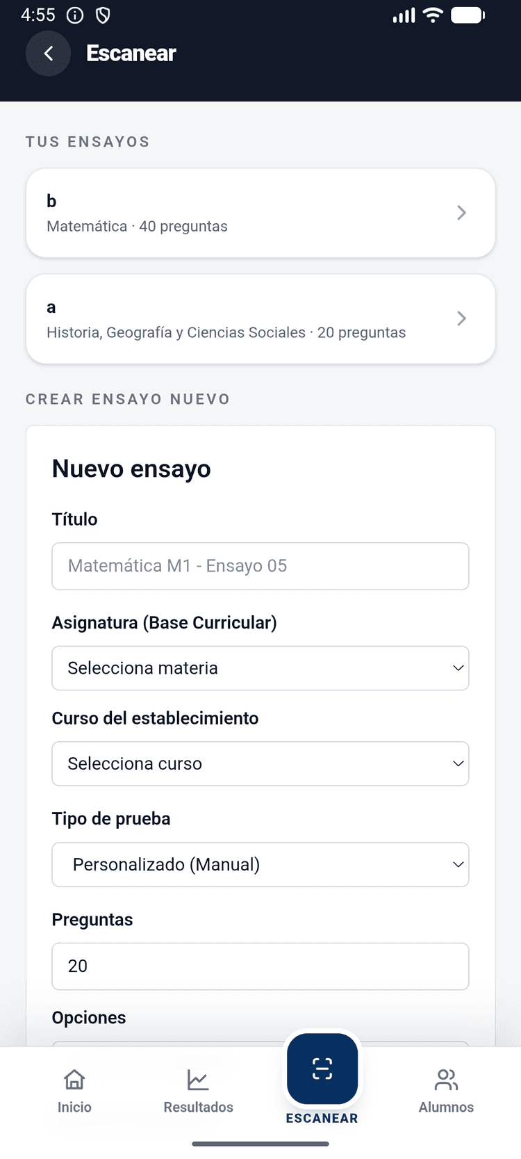 Escaneo rápido con cámara