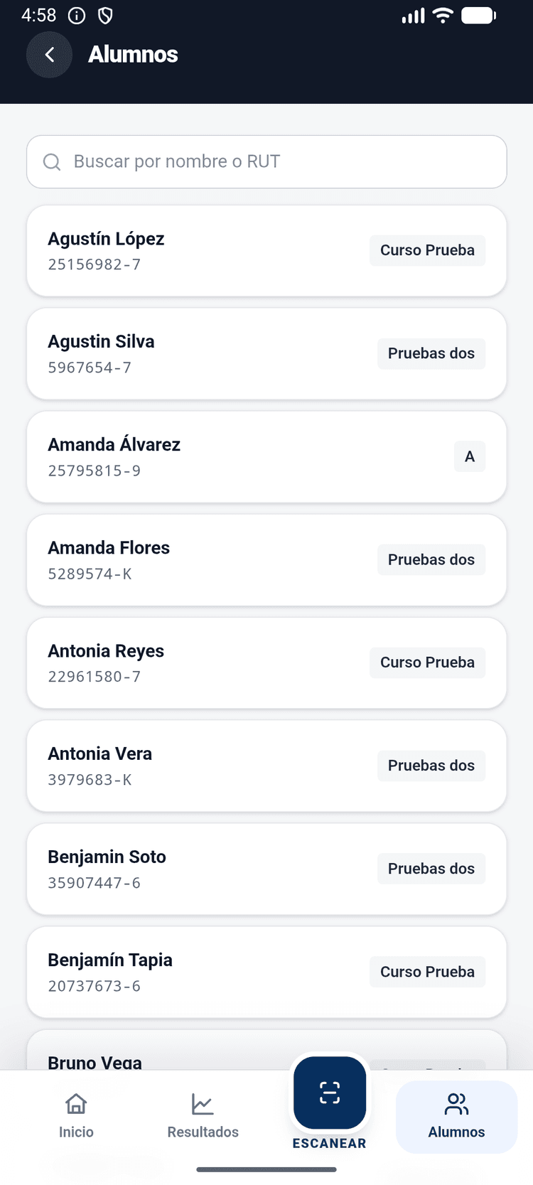 Gestión de rendimiento por alumno